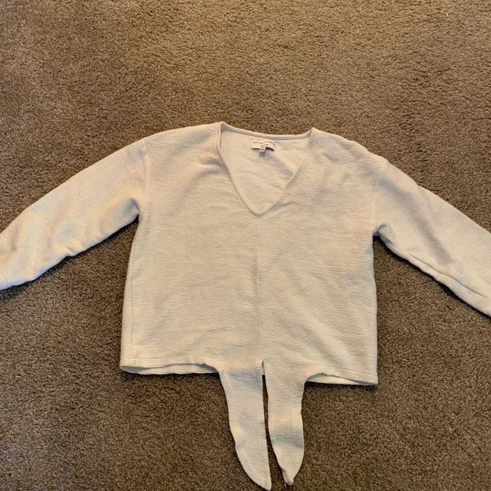 Madewell white cropped sweater. Tie front.
